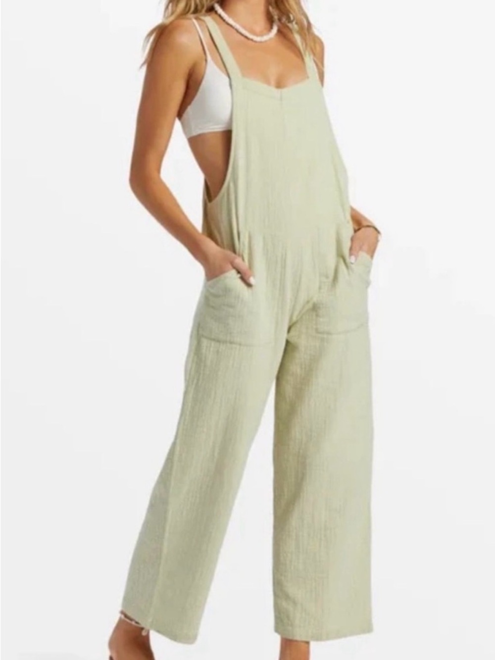Billabong Olive Green Gauze Overalls